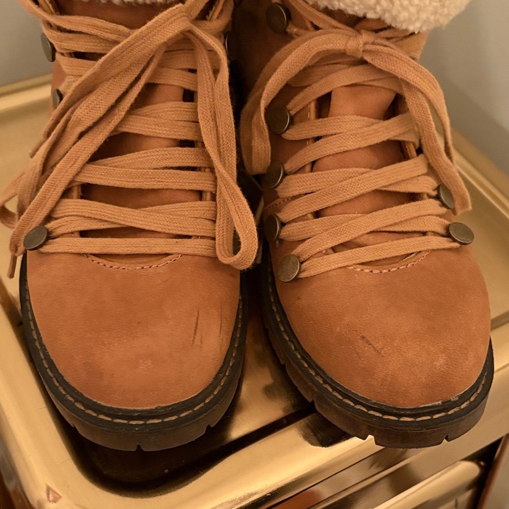 Rampage Women's Lace-Up Tan Boots with Cream Accents - Picture 5 of 5